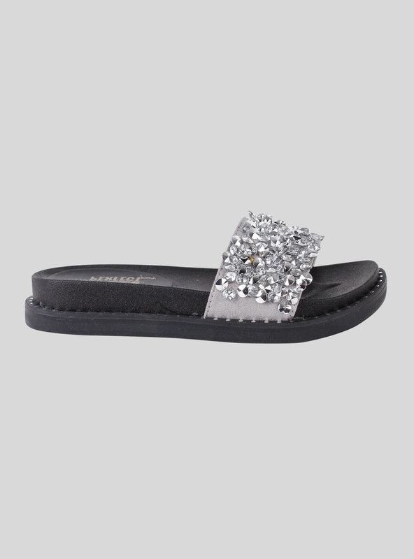 Sandalia Xti Slip On Brillos Plateada-0