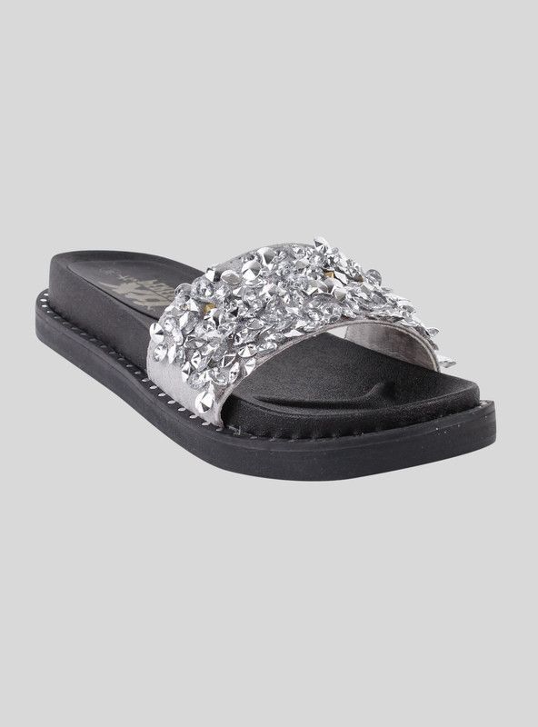 Sandalia Xti Slip On Brillos Plateada-1