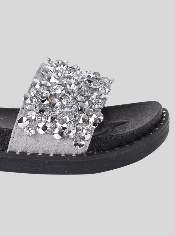 Sandalia Xti Slip On Brillos Plateada-3
