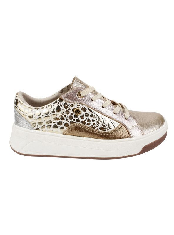 Zapatilla Exs Animal Print Cuero Dorada