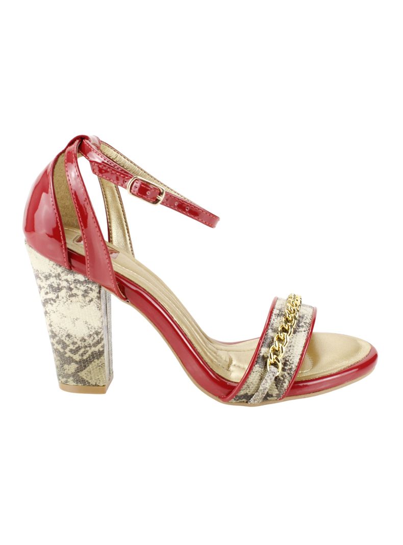 Sandalia Exs Reptil Cuero Roja-0