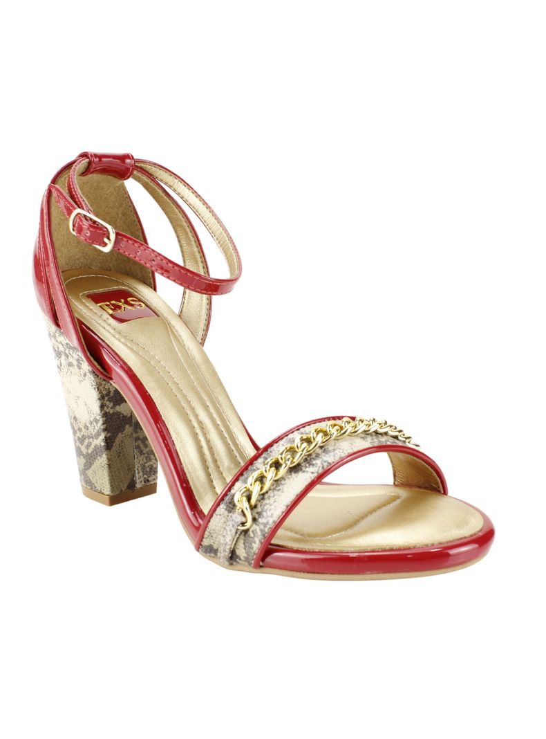 Sandalia Exs Reptil Cuero Roja-1