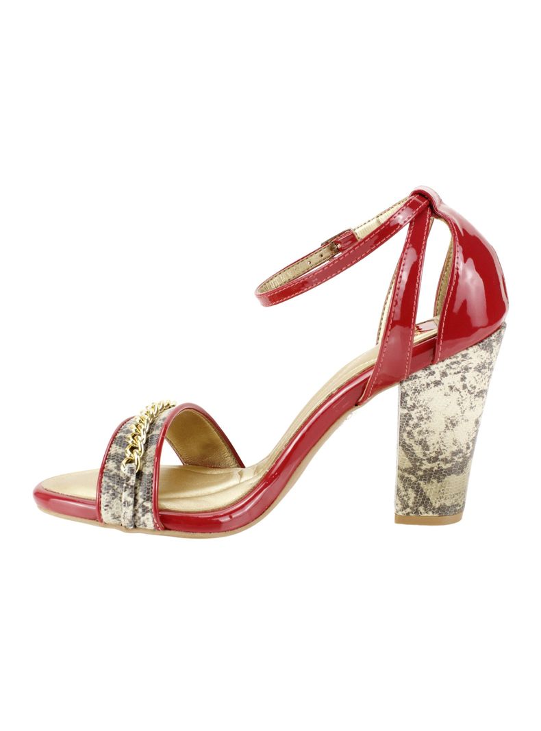 Sandalia Exs Reptil Cuero Roja-2