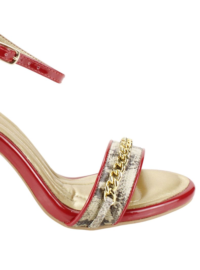 Sandalia Exs Reptil Cuero Roja-3
