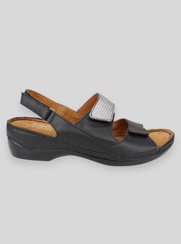 Sandalia Exs Confort Cuero Negra Negro 35
