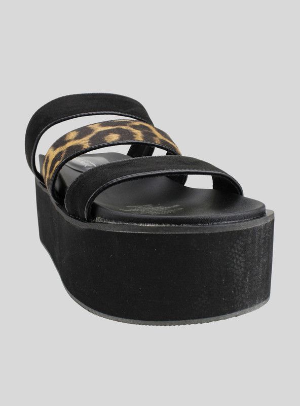 Sandalia New Walk Leopardo Negra-1