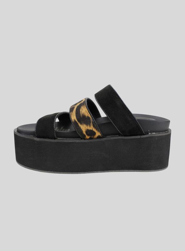 Sandalia New Walk Leopardo Negra-2