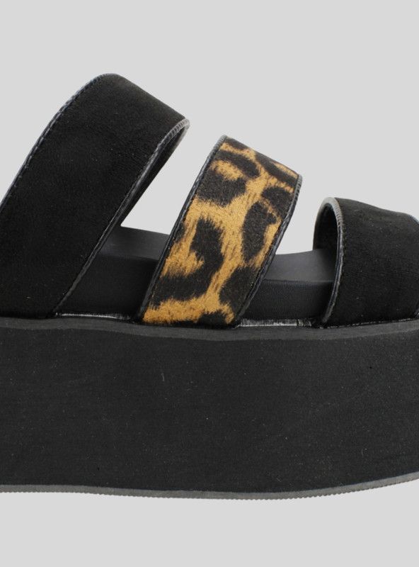 Sandalia New Walk Leopardo Negra-3