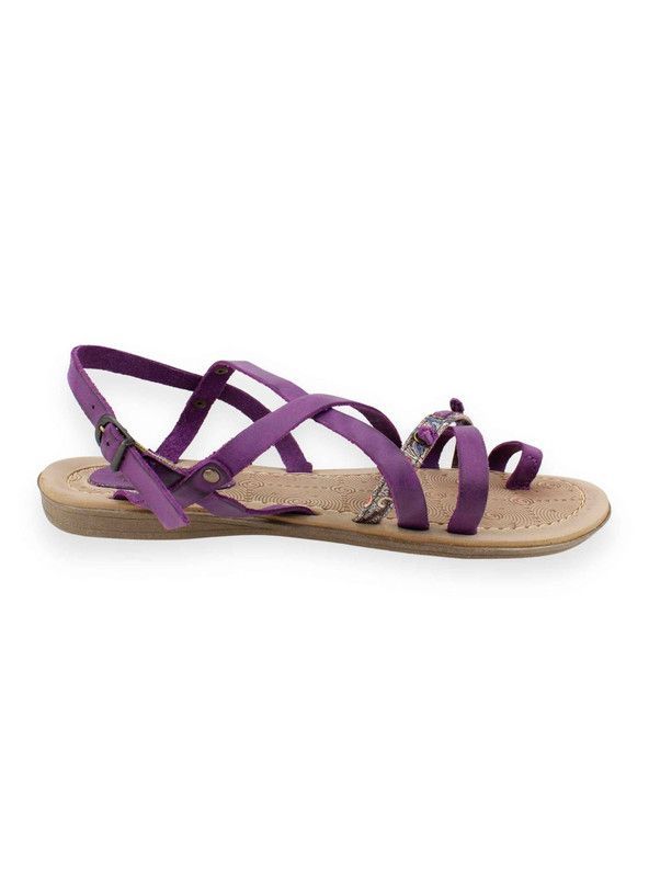 Sandalia Exs Plana Cuero Morada