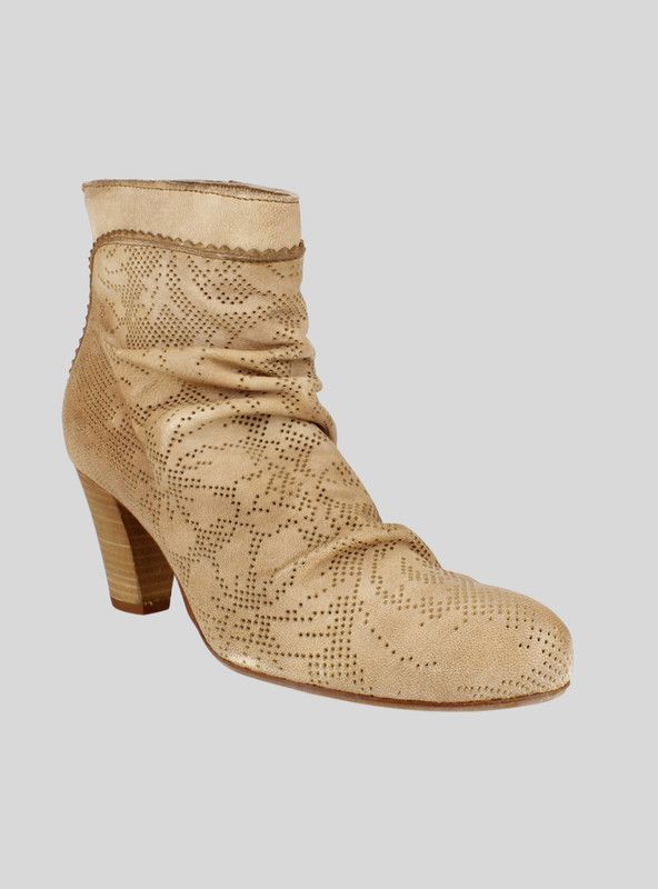 Botín Felmini Troquelado Cuero Beige-1