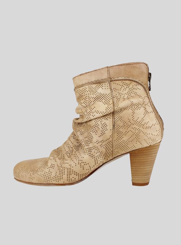 Botín Felmini Troquelado Cuero Beige-2