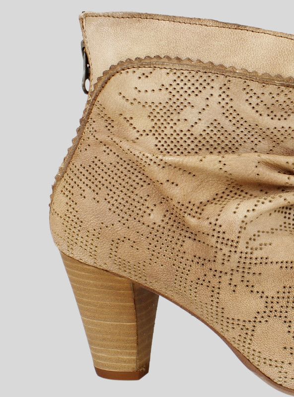 Botín Felmini Troquelado Cuero Beige-3