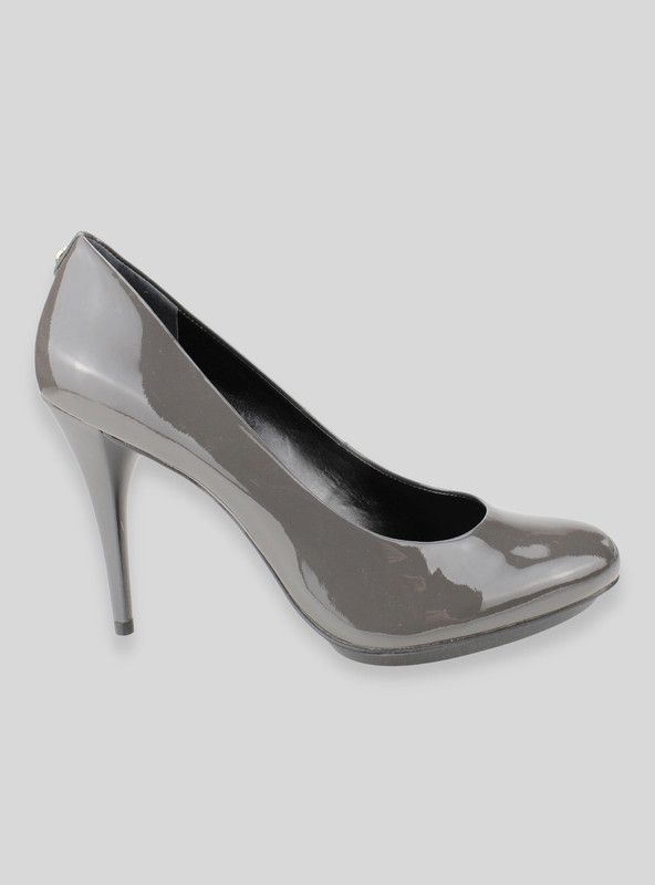 Zapato Exs Taco Aguja Charol Gris-0