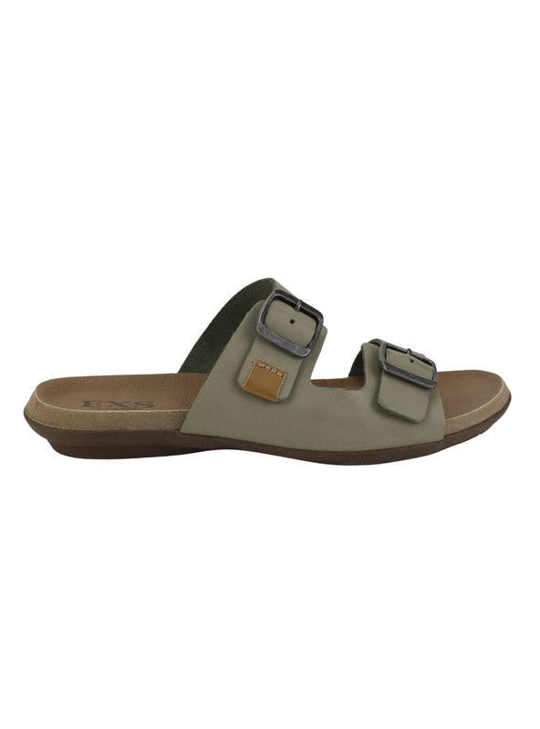 Sandalia Exs Doble Correa Cuero Khaki-0