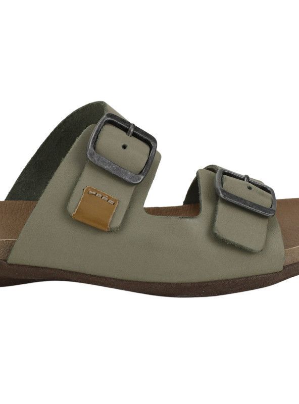 Sandalia Exs Doble Correa Cuero Khaki-3