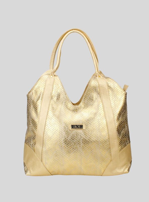 Cartera Exs Cuero Serpiente Dorada