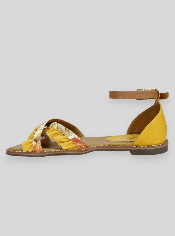 Sandalia Exs Flequillo Cuero Mostaza-2