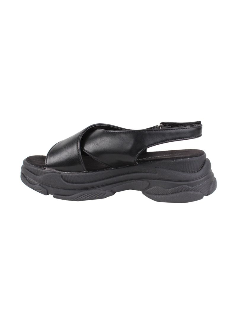 Sandalia New Walk Slip On Chunky Negra-3