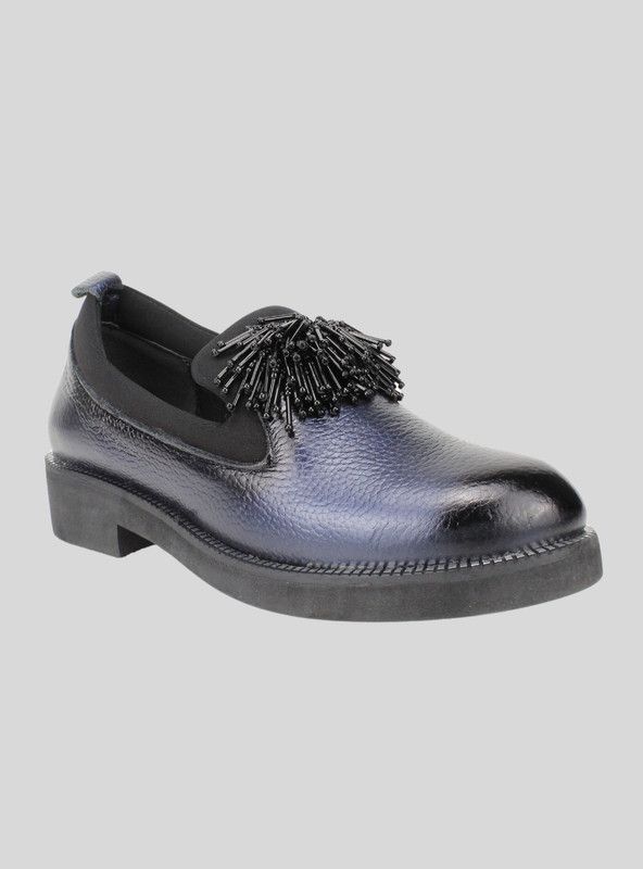 Zapato Slip On Cuero Azul-1