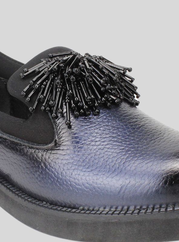 Zapato Slip On Cuero Azul-3