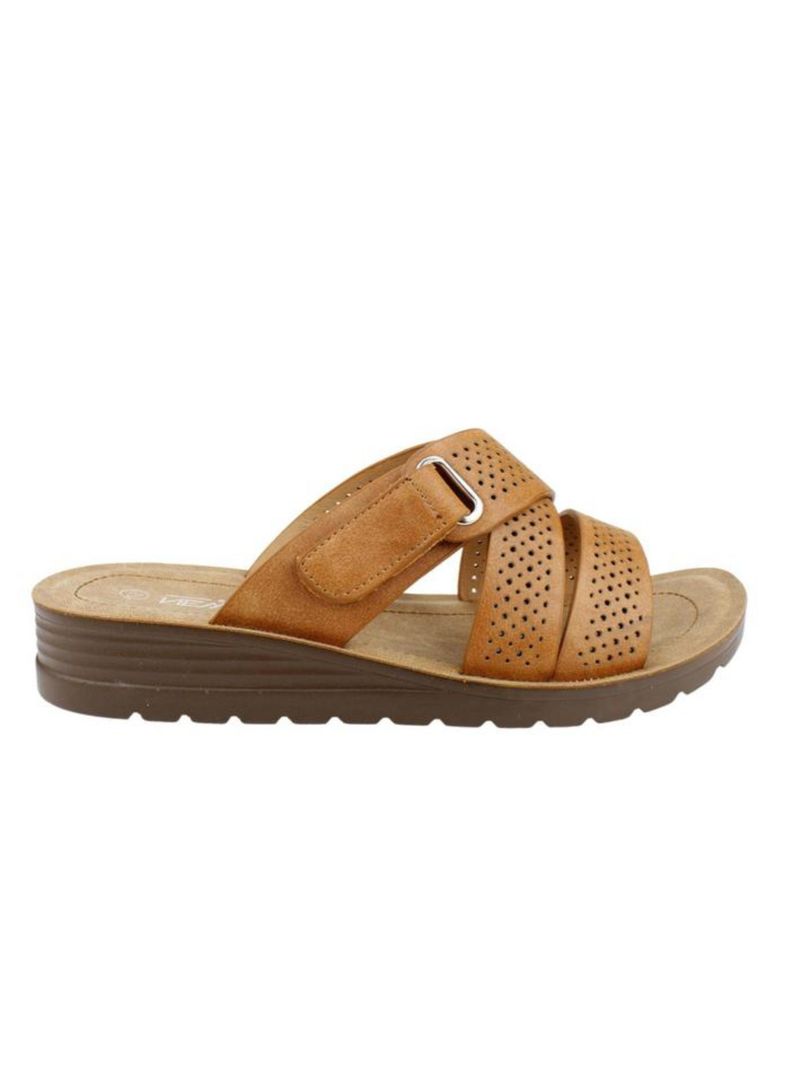 Sandalia New Walk Troquelada Slip On Café-0