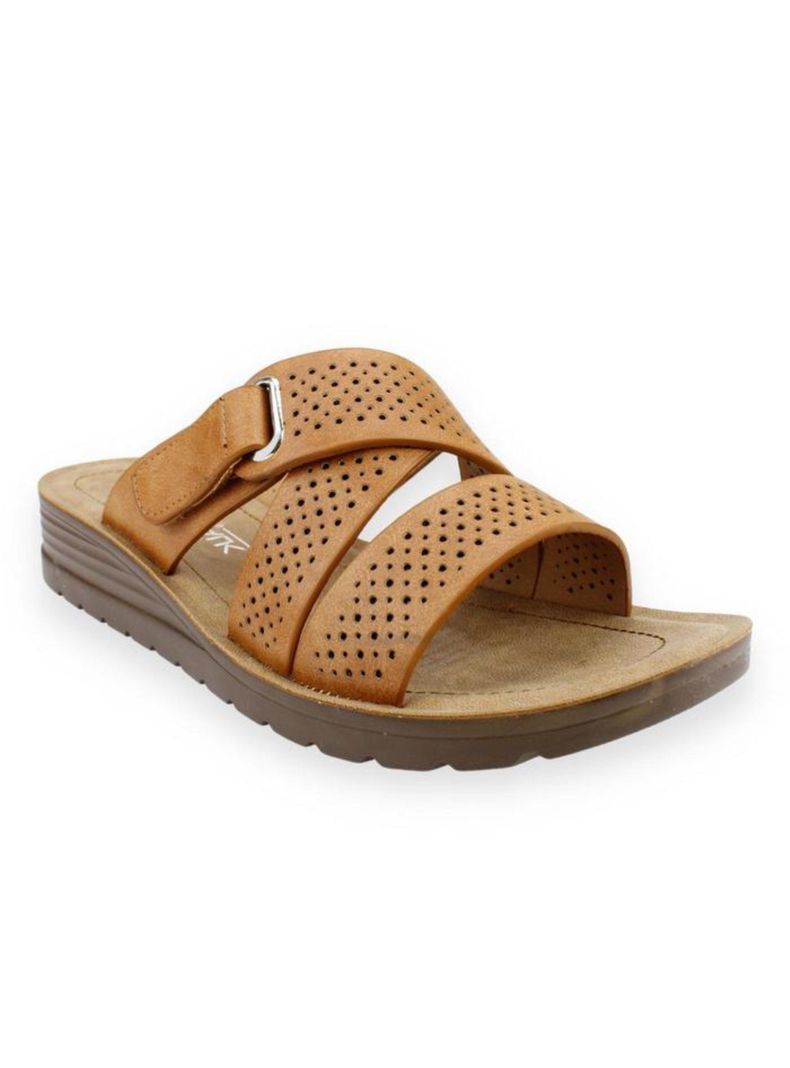Sandalia New Walk Troquelada Slip On Café-1