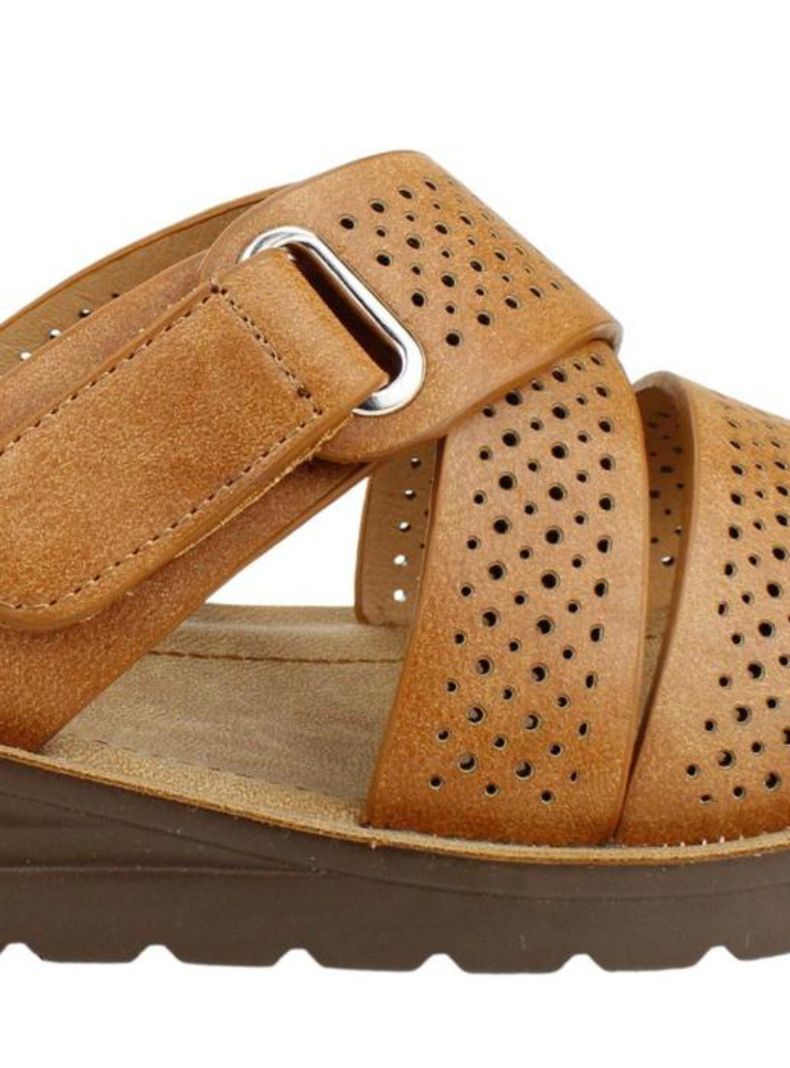Sandalia New Walk Troquelada Slip On Café-3