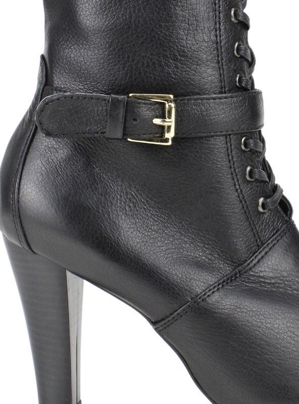 Botín Exs Broche Stiletto Cuero Negro-3