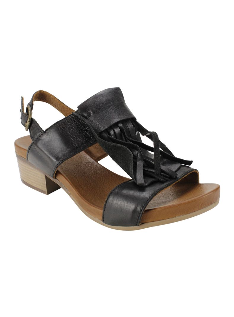 Sandalia Exs Flecos Cuero Negra-1