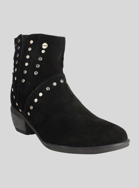 Botín Exs Vaquero Cuero Negro-1