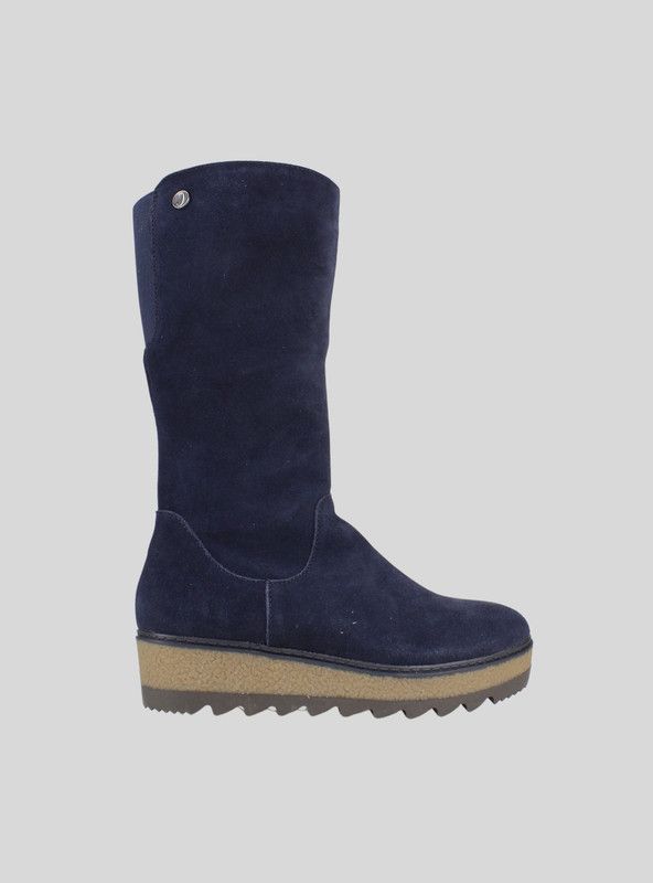 Bota Carmela Plataforma Gamuza Azul-0