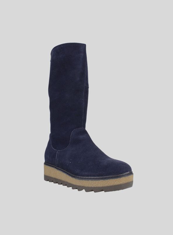 Bota Carmela Plataforma Gamuza Azul-1