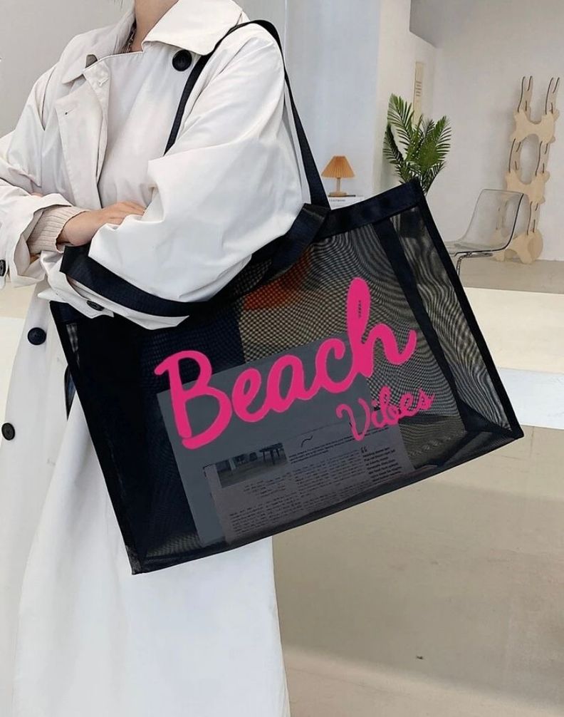 Bolso Tote Bag De Playa Con Malla Tamaño Grande Agregar a favoritos-1