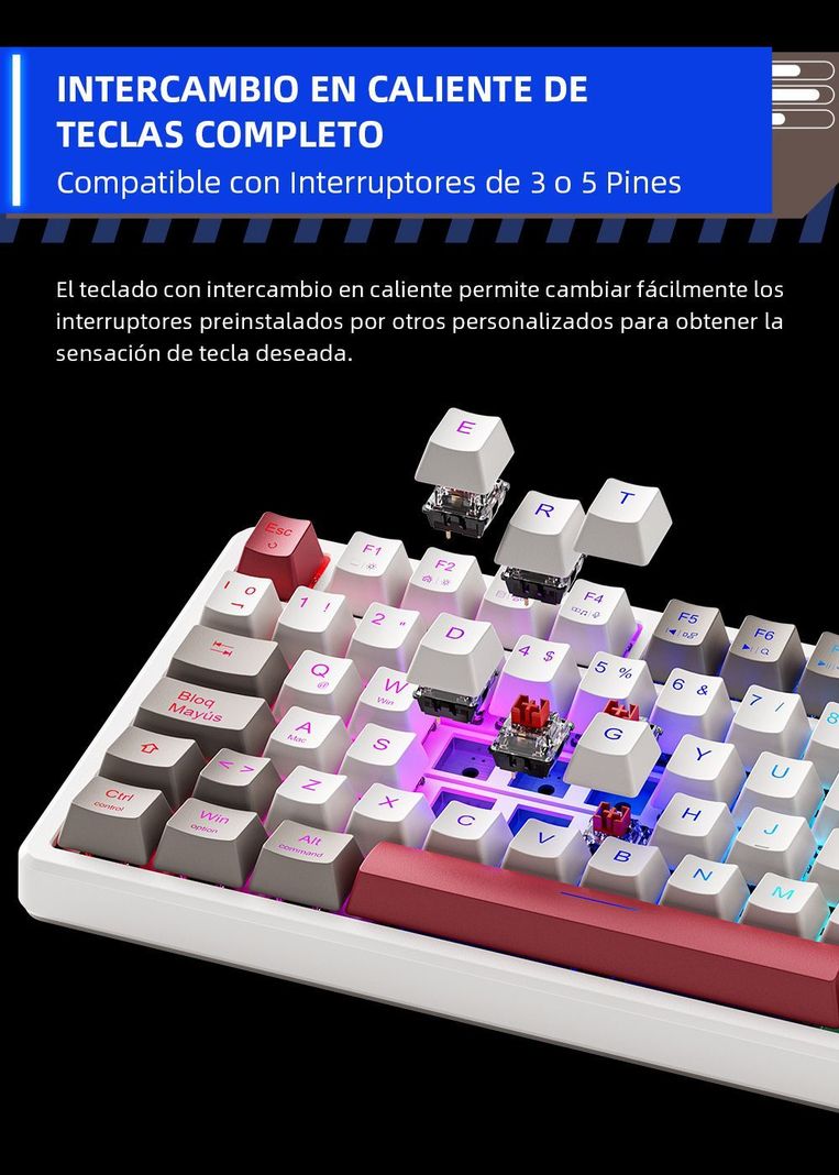 Teclado Mecánico Thunderobot K98 Gasket Rgb Hot Swap Switch Red