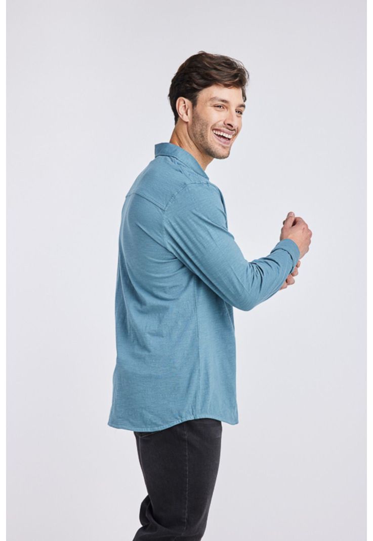 Camisa Hombre Azul Claro Panama Jack-3