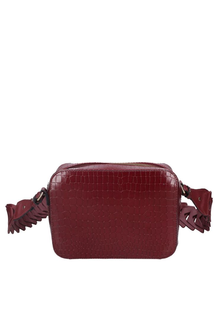 Cartera Bandolera Cuero Burdeo Pollini-2