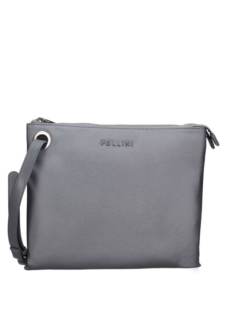 Cartera Bandolera Plateada Pollini-0