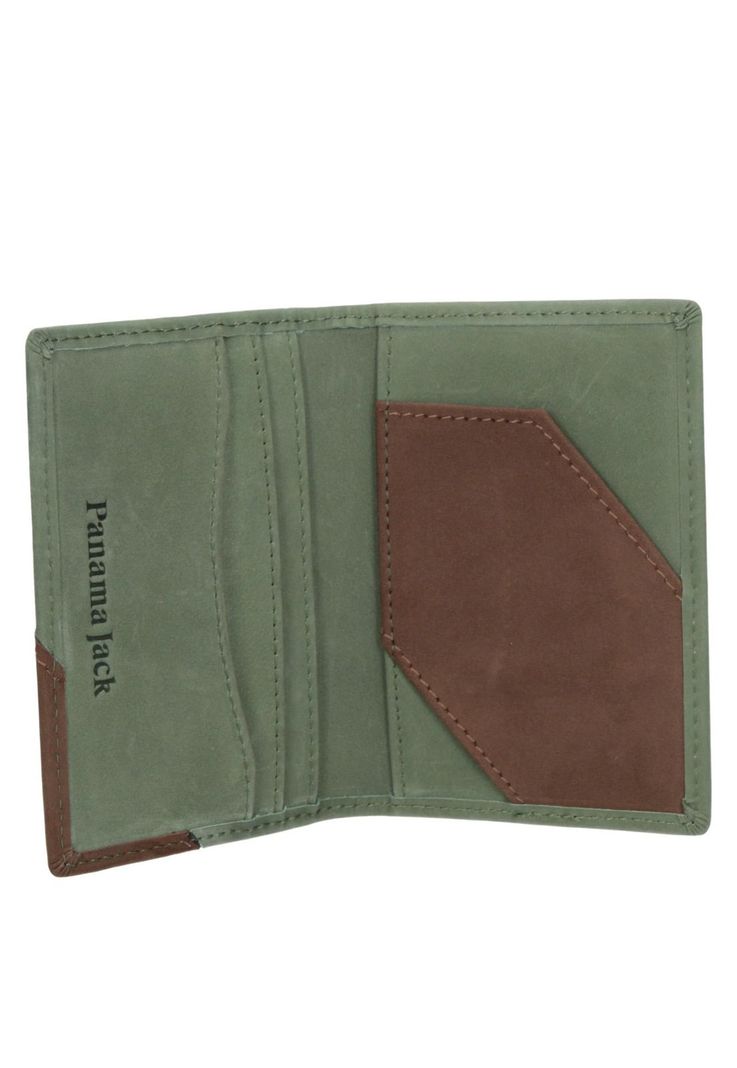 Tarjetero Cuero Hombre Verde Panama Jack-2