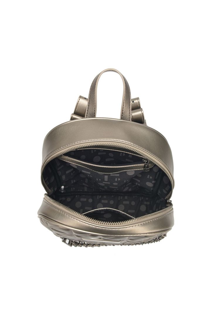 Mochila Mujer Gris Metalizado Pollini-2
