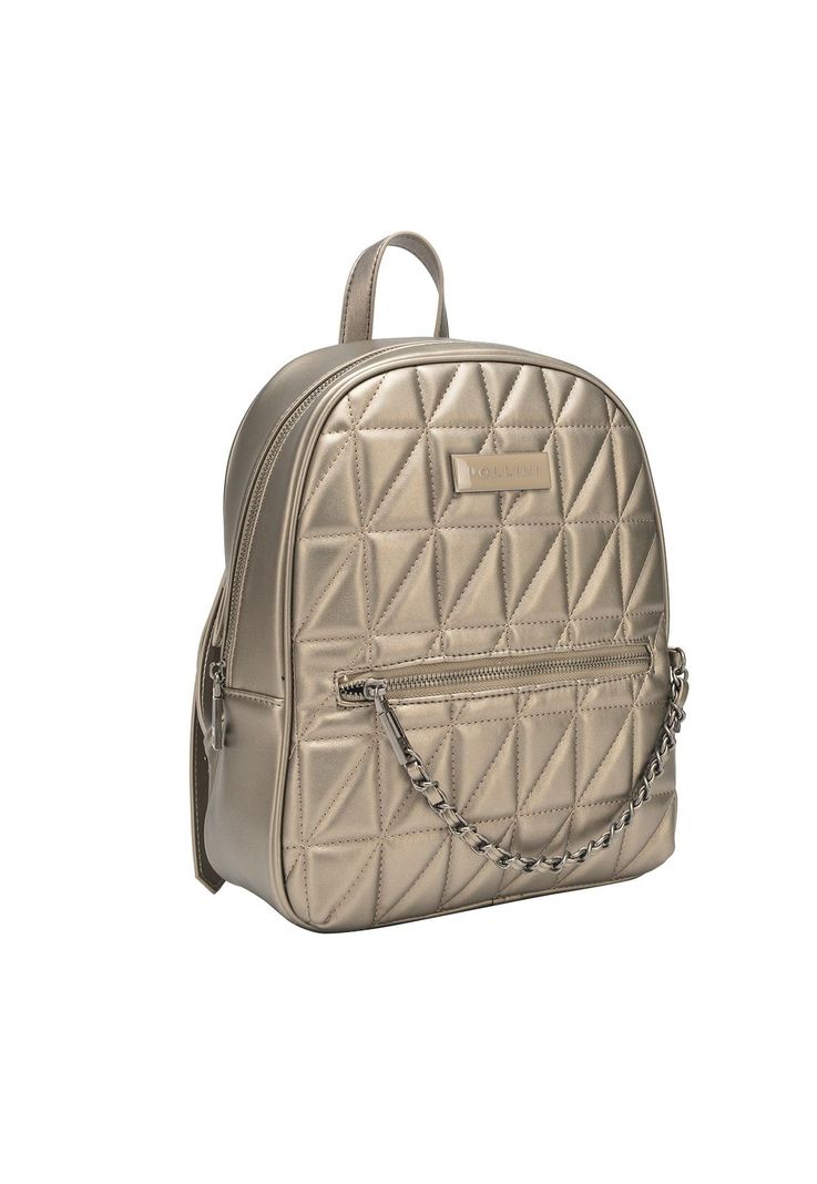 Mochila Mujer Gris Metalizado Pollini-4