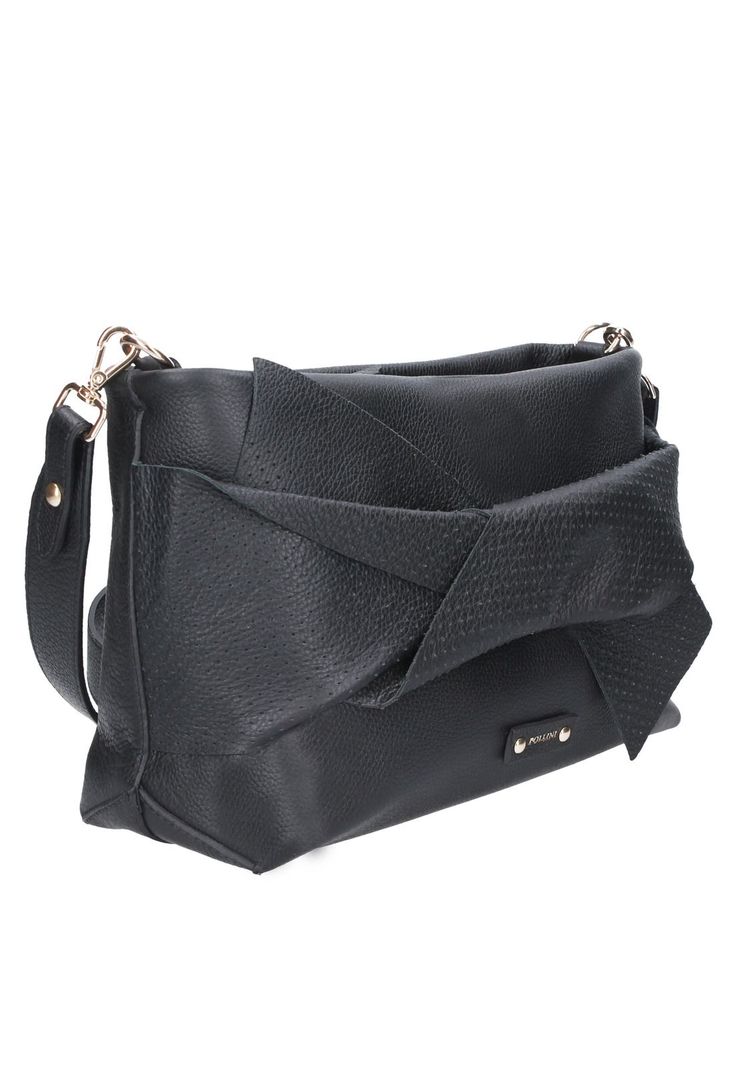 Cartera Bandolera cuero Negro Pollini-1