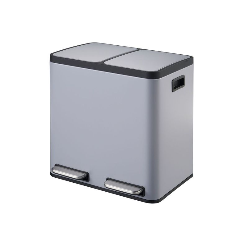 Basurero Metalico Doble Acero Inoxidable 30L-0