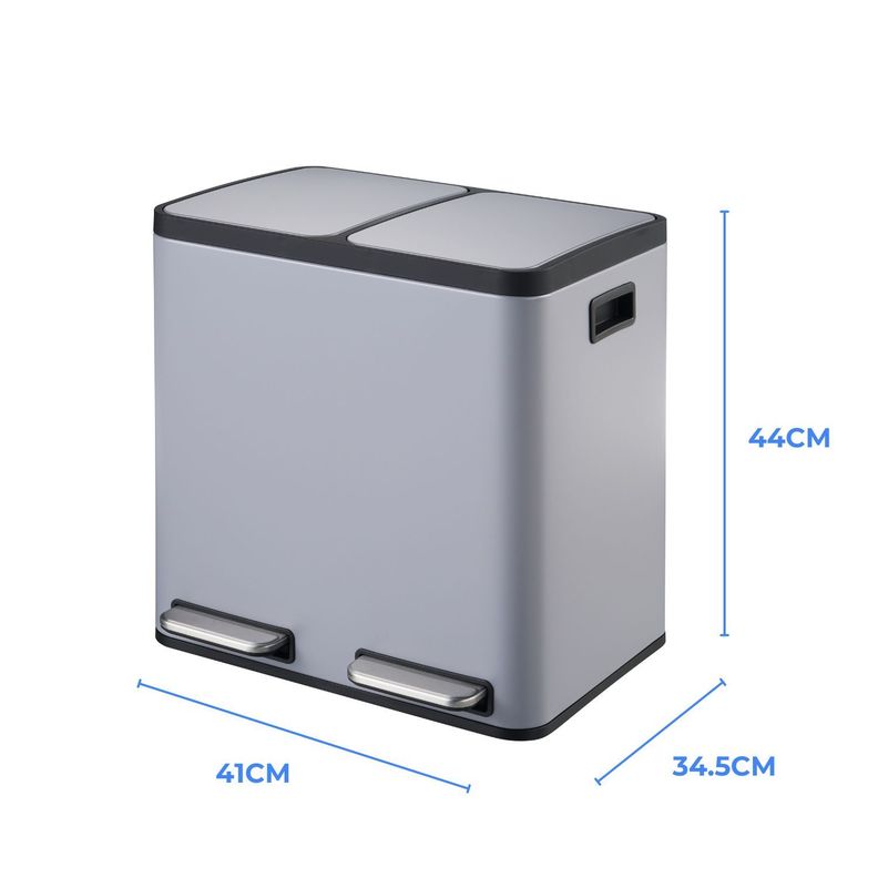 Basurero Metalico Doble Acero Inoxidable 30L-1
