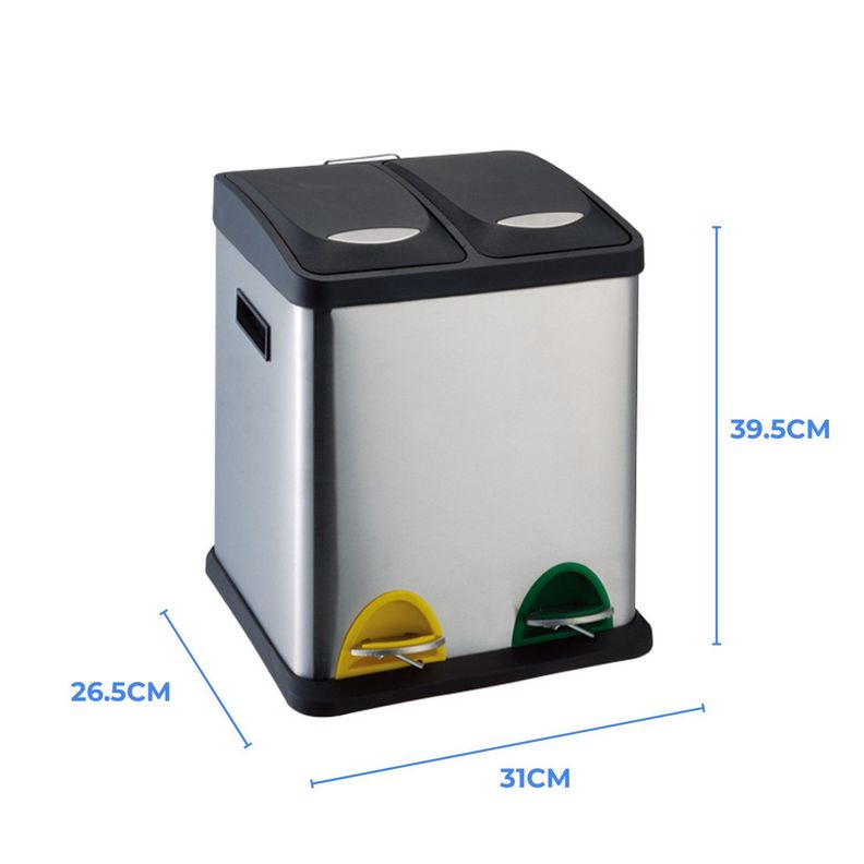 Basurero Metalico Doble Acero Inoxidable 16L-1