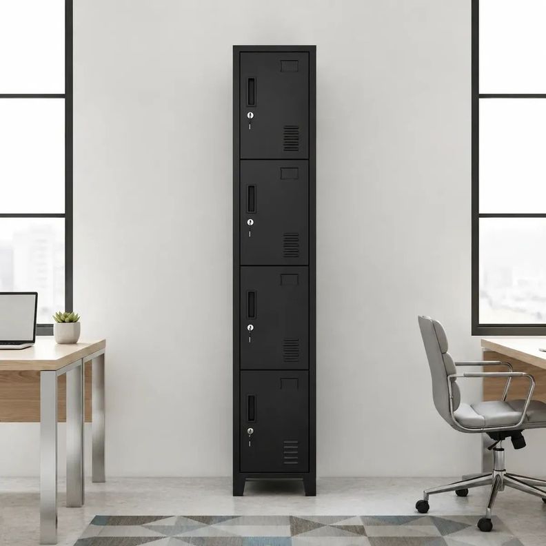 Locker 1 cuerpo 4 casilleros 180x30x45cm Negro