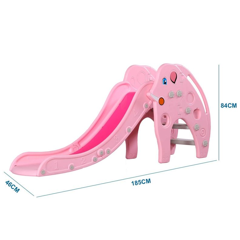Resbalin Elefante 2 En 1 Con Aro Baloncesto Rosado-3