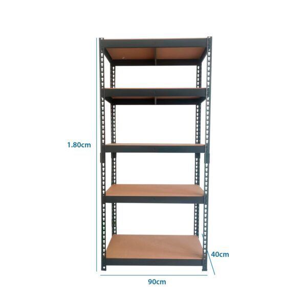Estante Metalico 5 Repisas Madera 180x90x40cm Negro-1
