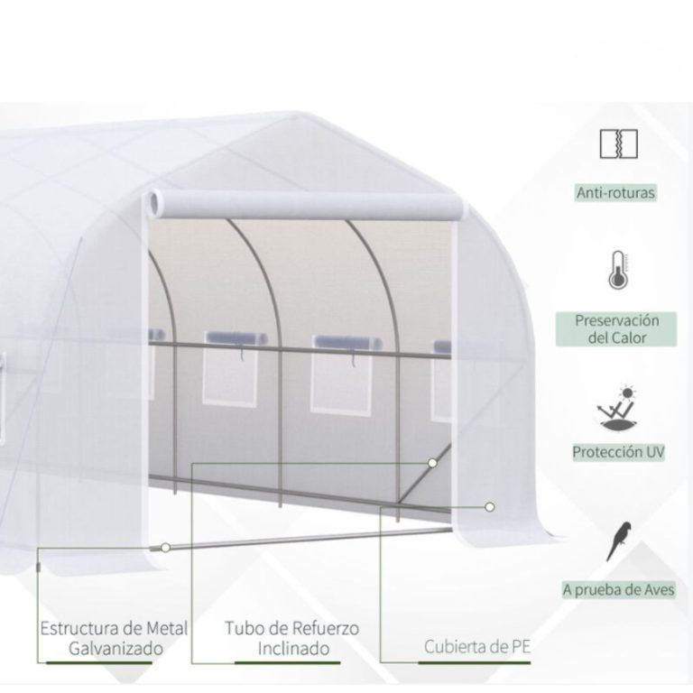 Invernadero Tunel 24 m2 8x3x2m Blanco-3
