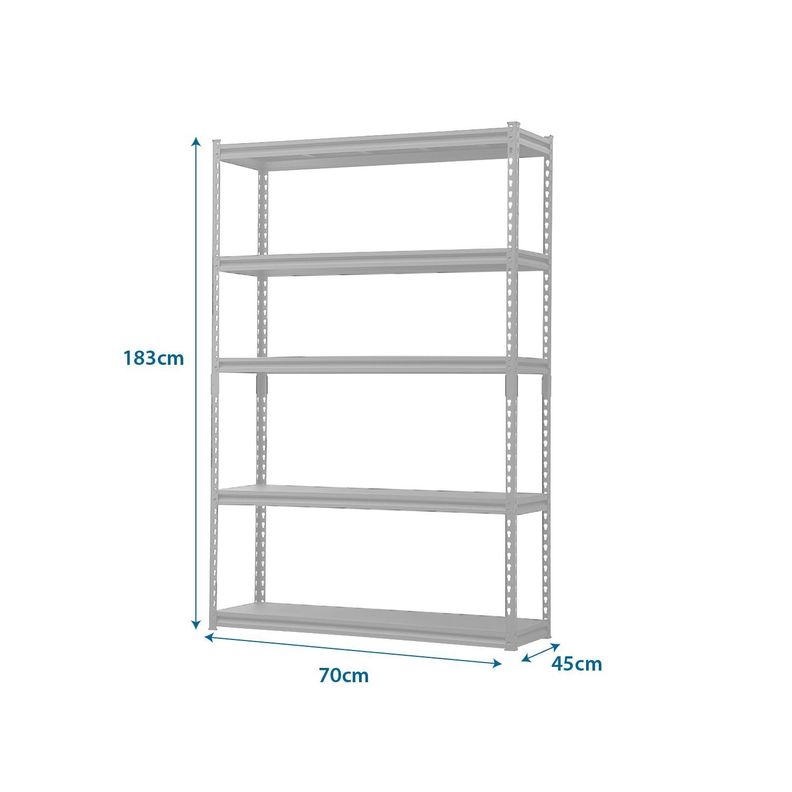 Estante Metálico 5 Repisas Acero 183x70x45cm Gris-1