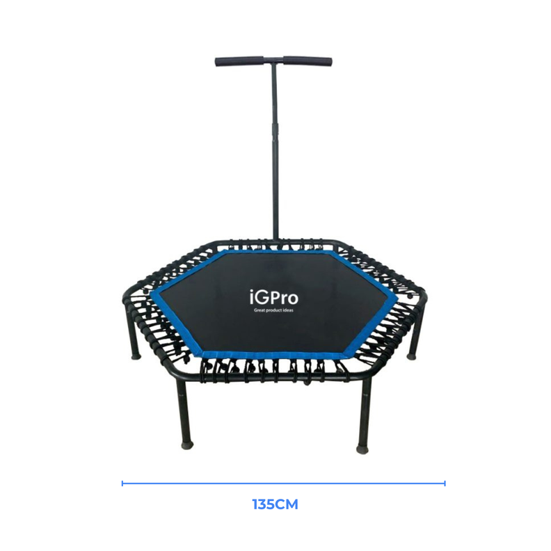 Trampolin Hexagonal Fitness 135cm Con Soporte Azul-4